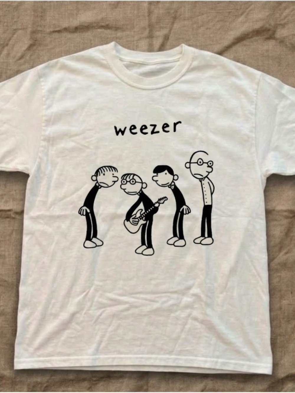 Gildan White Weezer Cartoon Band Tee